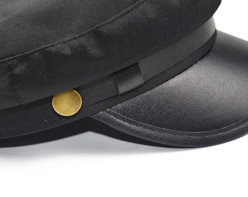 Brcus Mens Womens Newsboy Cap Yacht Captain Sailor Hat Cabbie Baker Boy Peaked Beret Black - Image 4